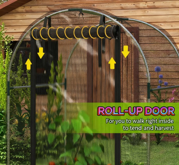 English Elm Plant Cage Galvanized Steel Garden Enclosure with Hdpe Mesh and Zippered Walk-in Door T3971P423118