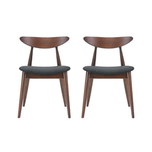 English Elm 5-piece Mid-century Rubberwood Dining Set with Upholstered Chairs for Small Spaces Charcoal,Walnut N759S003011F