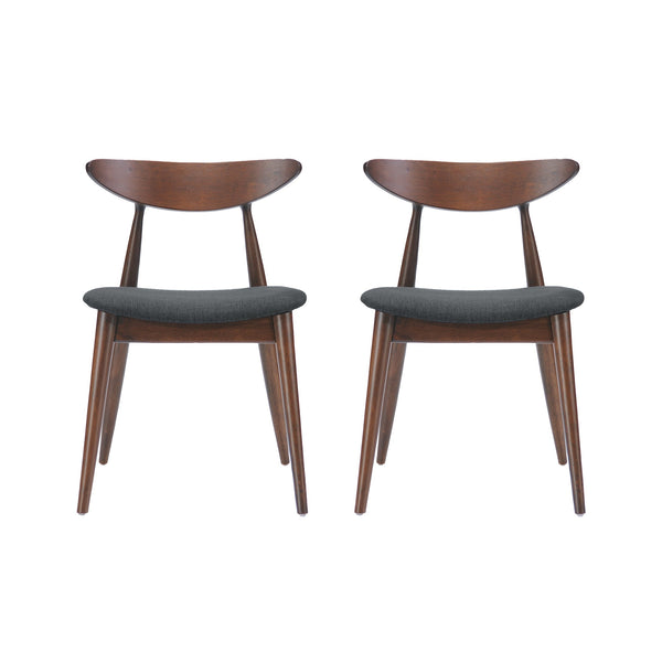 English Elm 5-piece Mid-century Rubberwood Dining Set with Upholstered Chairs for Small Spaces Charcoal,Walnut N759S003011F