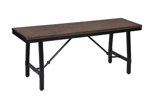 English Elm Mariatu Oak & Black Bench with Steel Legs, Minimalist Armless Backless Seating 300lb Capacity B2726P270967