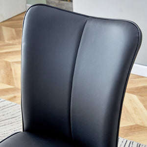 English Elm Table And Chair Set - Modern 31.5-Inch Round Dark Wood Grain Table With 2 Black Pu Chairs, Stylish Design! W1151S02485-GIGA