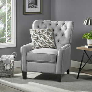 English Elm Christopher Knight Home® - Modern Light Grey Fabric Push Back Recliner with Rivet Accents, Ergonomic Support, Plush Cushioning for Living Room Comfort 61370.00LGRY