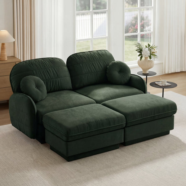 English Elm Chenille Cloud Modular U-shaped Sectional Sofa with Quilted Cushions for Living Room Green W714S01767