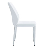 English Elm Set Of Four White Pu Comfort Dining Chairs (17.7"X25").Dining Chair With Extended Backrest,White Pu,Silver Metal Legs,Suitable For Various Places Such As Family Restaurants, Hotels, Coffee Shops,Etc.