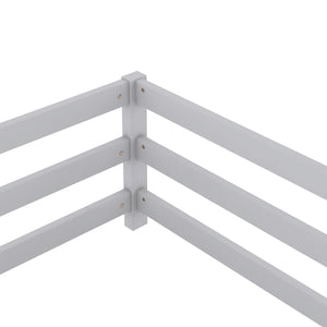 English Elm Twin Pine Montessori Floor Bed with Safety Fence — Grey Low-Profile Kids Twin Frame, 77"x38.9" Interior W1820P369890