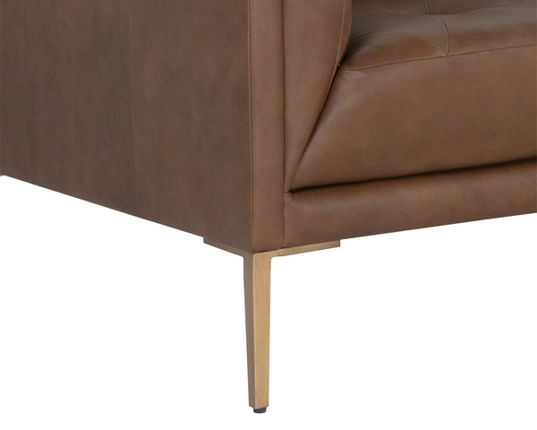 Sunpan Westin Sofa - Timeless Elegance with Diamond Tufting and Antique Brass Feet for Stylish Living Spaces Vintage Caramel Leather