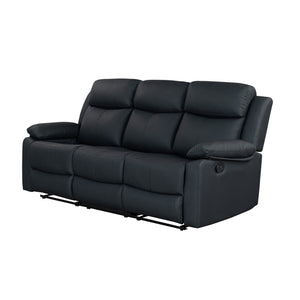 English Elm Blanche Manual Reclining Sofa with Led Accent Lighting for Modern Media Rooms Black B201P412036
