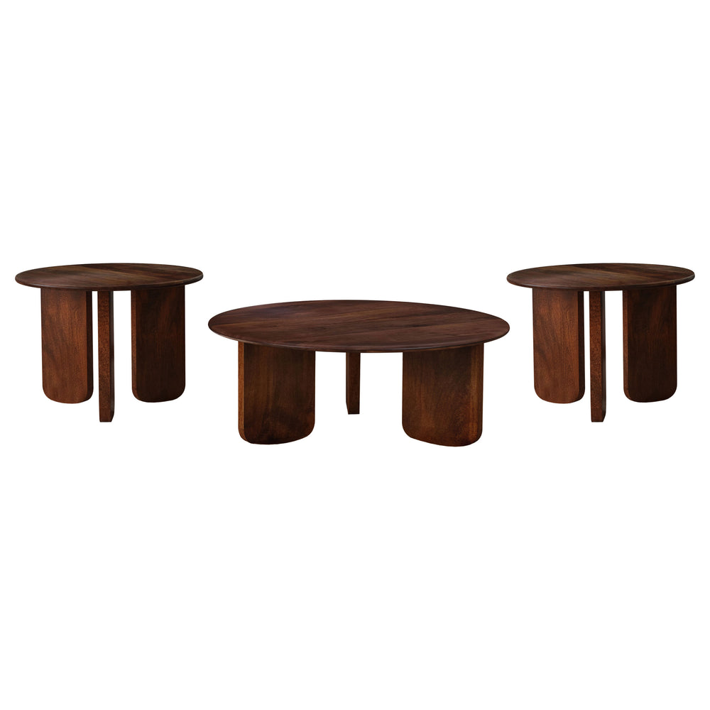 English Elm Columbo Solid Mango Wood 3 Piece Round Table Set for Modern Living Rooms B062S01476