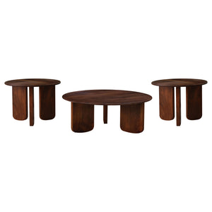 English Elm Columbo Solid Mango Wood 3 Piece Round Table Set for Modern Living Rooms B062S01476