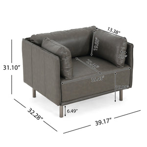 English Elm Christopher Knight Home® - 39" Vintage Grey Faux Leather Lounge Chair - Stylish Comfort For Living Room, Bedroom & Office Spaces N767P208310D