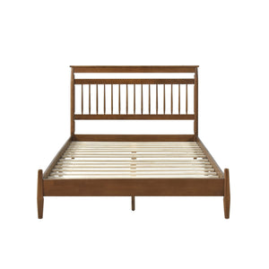 English Elm Transitional Queen Platform Bed with Arts & Crafts Inspired Wood Frame, Warm Finish, Slat Support Chestnut 60 L x 24.75 W x 6 H B011P207873