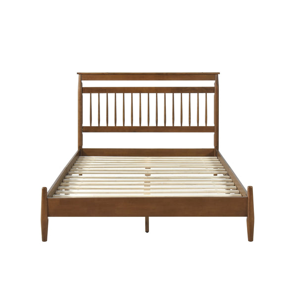 English Elm Transitional Queen Platform Bed with Arts & Crafts Inspired Wood Frame, Warm Finish, Slat Support Chestnut 60 L x 24.75 W x 6 H B011P207873
