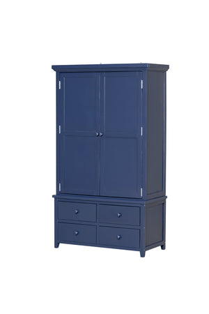 English Elm Topmax Freestanding Pine Wood Kitchen Pantry Cabinet with Wine Rack Blue SP000070AAC