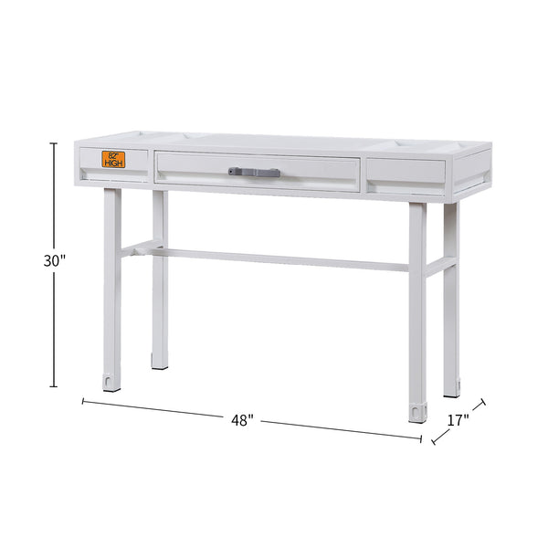 English Elm Metal Vanity Desk with Recessed Panel Design, One Drawer Accent Table for Stylish Bedroom Focal Point White B016P317132