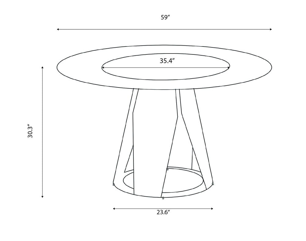 English Elm 59''Modern Sintered Stone Dining Table Set With 6 Chairs & Lazy Susan For Stylish Gatherings W509S00113