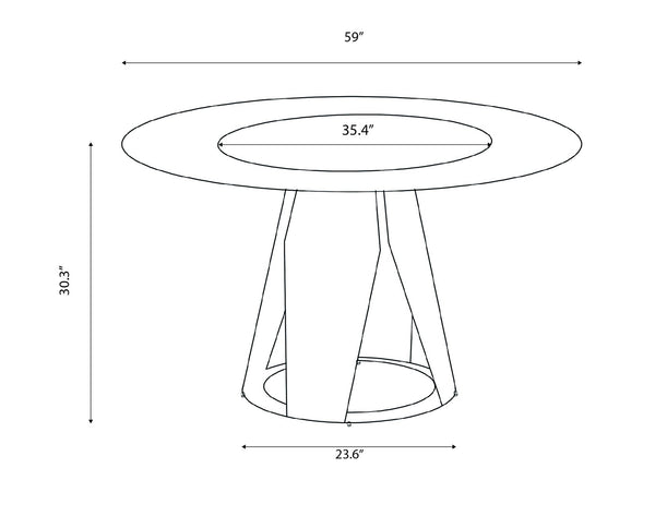 English Elm 59''Modern Sintered Stone Dining Table Set With 6 Chairs & Lazy Susan For Stylish Gatherings W509S00113
