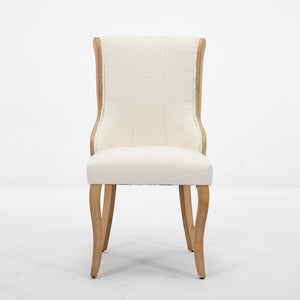 English Elm Snow velvet dining chair with plush breathable upholstery, mid-century wood trim and sculpted legs comfort and style Beige W1143P332691