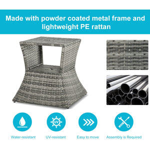 English Elm Outsunny Rattan Wicker Side Table With Umbrella Hole & 2-Tier Shelf - Stylish, Weather-Resistant Design W2225P200793-GIGA