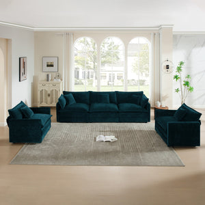 English Elm Sofa 3 Piece Living Room Set Chenille Upholstered Rounded Arms with High Density Foam Seating W714S00590