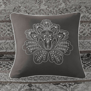 English Elm 5-piece Queen Jacquard Bedspread Set with Leaf Ironwork Motifs Shams and Throw Pillows B035P408228