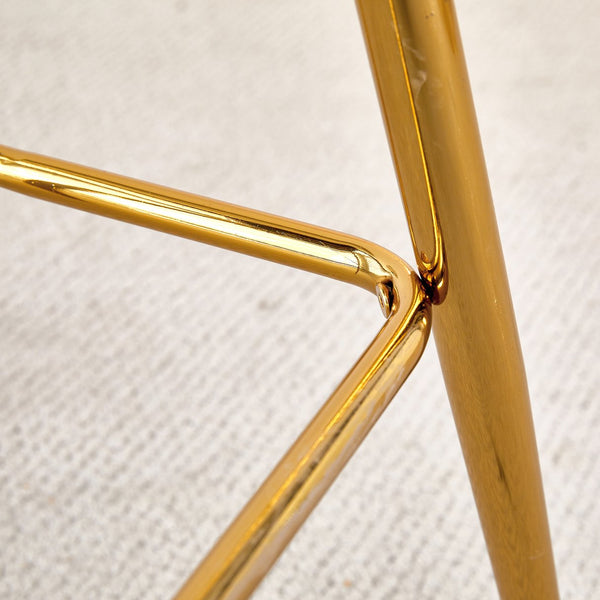 English Elm Modern White+Gold Upholstered Bar Chair with Metal Legs — Compact Water-Resistant PU Seating for Kitchen, Dining, Terrace (Easy Assembly) W1151P154368