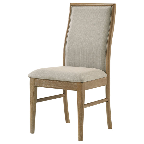 English Elm Dreydon Barley Upholstered Dining Side Chair Set of 2 — Distressed Light Brown Rubberwood Frame, Cozy Barley Fabric Back Support B062P374084