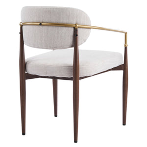 English Elm Fabric Upholstered Dining Chairs Glam Set of Two with Gold Accents Iron Frame N768P379506W