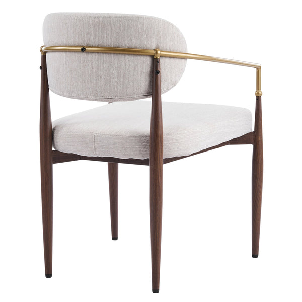 English Elm Fabric Upholstered Dining Chairs Glam Set of Two with Gold Accents Iron Frame N768P379506W