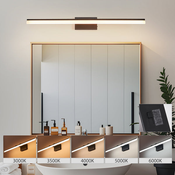 English Elm 39 43 Inch Modern LED Bathroom Vanity Light Black Iron Aluminum Acrylic Hardwired 24W 1560Lm 5-Temp Wall Lamp for Mirror W2312P374930