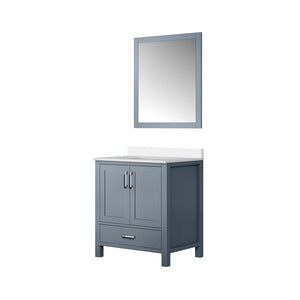 English Elm Dark Grey 30 in Bath Vanity with White Quartz Top, Soft-Close Drawers, Mirror Included, Durable Finish B2731S00674