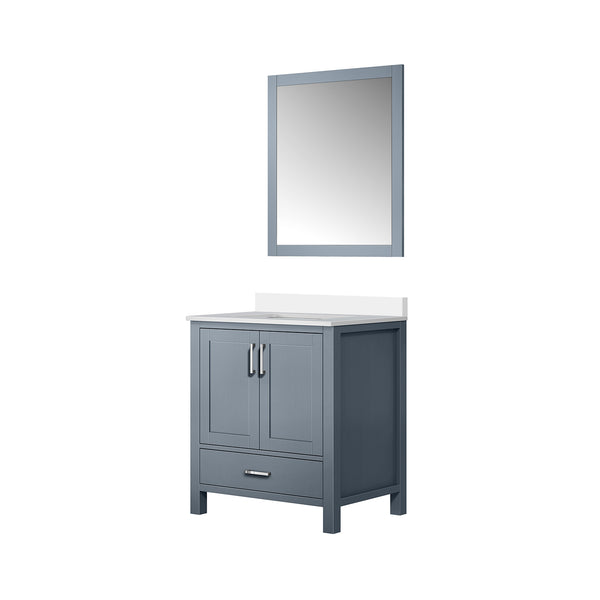 English Elm Dark Grey 30 in Bath Vanity with White Quartz Top, Soft-Close Drawers, Mirror Included, Durable Finish B2731S00674