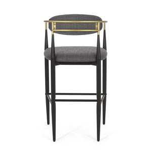 English Elm Christopher Knight Home® - Barstools Set Of 2 - Stylish Gray Upholstered Bar Stools With Backrest & Iron Legs For Versatile Spaces N779P248198G