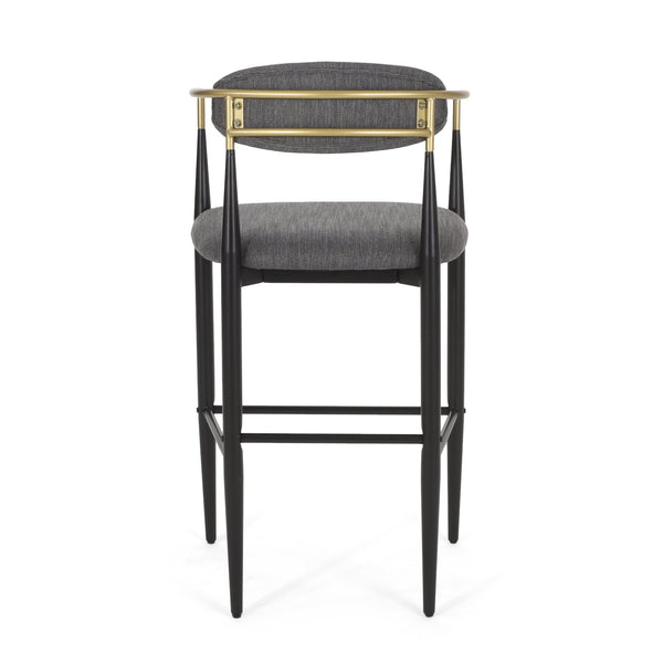 English Elm Christopher Knight Home® - Barstools Set Of 2 - Stylish Gray Upholstered Bar Stools With Backrest & Iron Legs For Versatile Spaces N779P248198G