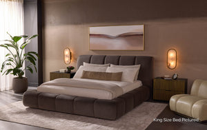 Sunpan OLENA Bed - Plush Modern Design in Meg Ash Fabric with Elegant Channeling and Easy Setup Features Grey 112527
