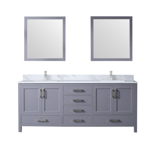 English Elm Dark Grey Double Bath Vanity With Carrara Marble Top, Chrome Faucet & 30" Mirrors – Elegant Storage Solutions B2731S01056