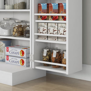 English Elm HOMCOM Freestanding Kitchen Pantry Cabinet with 5-Tier Shelves, 12 Door Racks, Anti-Tip Hardware, Compact Stylish Storage White W2225P200790