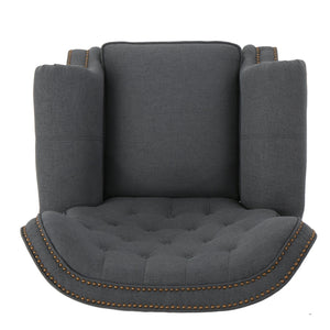 English Elm Christopher Knight Home® - Accented Push Back Recliner Chair with Rolled Arms and Copper Accents, Plush Cocooning Support, Sturdy Design Charcoal 57337.00F