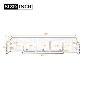 English Elm 70 Inch Walnut Media Console Low Profile Tv Stand with Soft Close Flip Doors N710P374711P