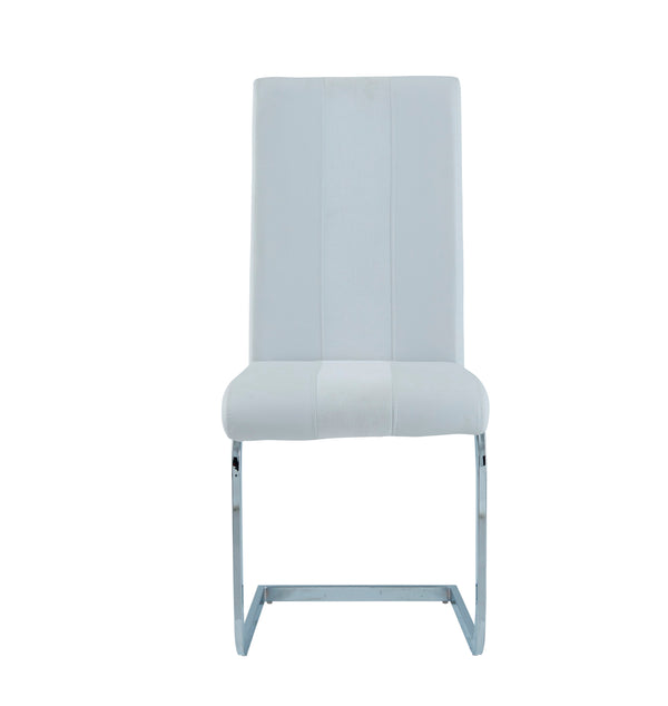 English Elm ALTIS Modern Fabric Dining Chair Set with C-Style Metal Legs, Padded Seat, Solid Wood Frame White 34 L x 18.5 W x 21.5 H B201P291551