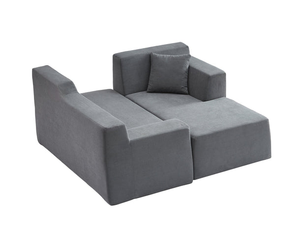 English Elm Modern Corduroy L-shaped Sectional Sofa with High Back for Cozy Living Rooms W3396P414718