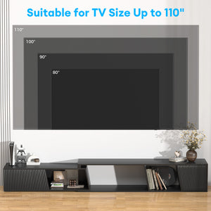 English Elm Highboy Media Console with Led Lighting Fluted Panels and Storage for Living Room T3773P416495