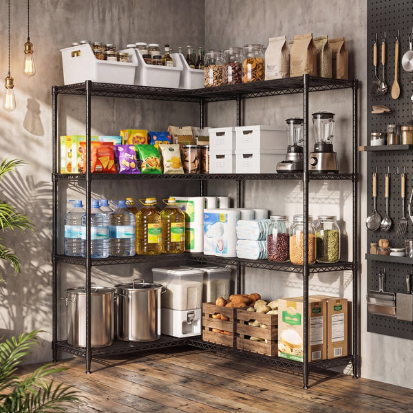 English Elm 4 Tier Carbon Steel Wire Shelving Unit 1200 Lb Capacity Garage Pantry Organizer W5386P480969