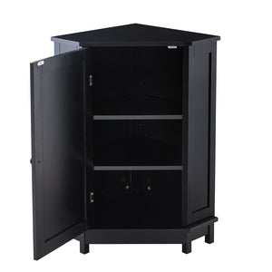 English Elm Black Triangle Corner Bathroom Cabinet with Adjustable Shelves, Modern MDF Storage Organizer, 70lb Capacity, Space-Saving Design N725P172615B