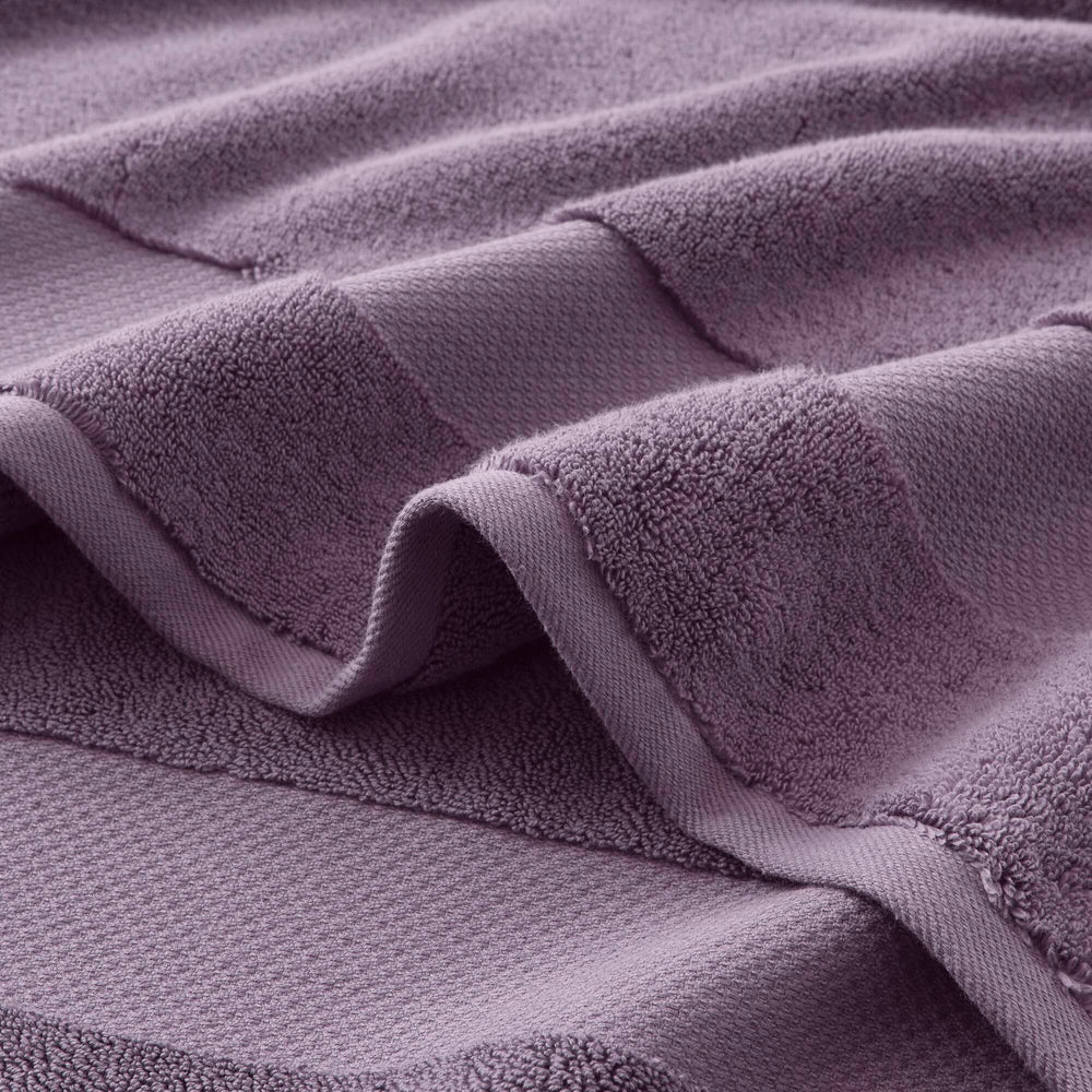 JLA Home Madison Park Signature - Cotton Turkish 6-Piece Bath Towel Set — Oversized 600 GSM Plush Towels with Dobby Border, OEKO-TEX Certified Purple MPS73-467