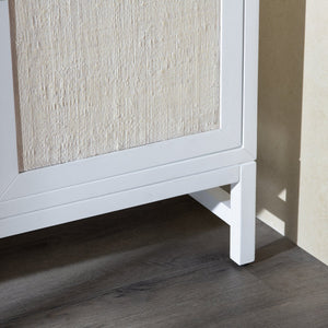 Crestview Collection Coastal  4-door Sideboard With Antique Brass Knobs - Elegant Mindi Wood & Raffia Storage Solution White Solid Wood Cvfdr1153