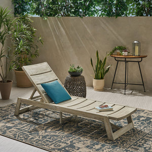 English Elm Christopher Knight Home® - Maki Chaise Lounge - Stylish Acacia Wood & Metal Outdoor Lounger With Adjustable Backrest For Comfort 70998.00LGRYMP1
