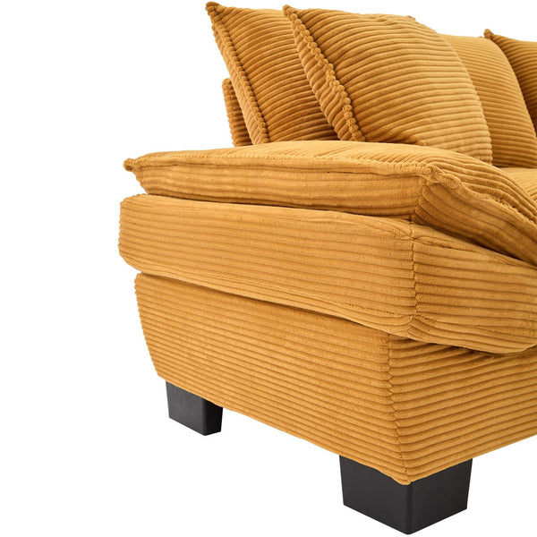 English Elm Corduroy Stylish Sleeper Sofa Loveseat with Dual-Layer Cushions & Two Support Pillows, Sturdy Frame Yellow W676P184141