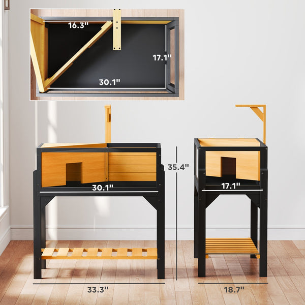 English Elm Wooden Tortoise Enclosure with Acrylic Panels Basking Zone and Supply Shelf Below T3971P390837