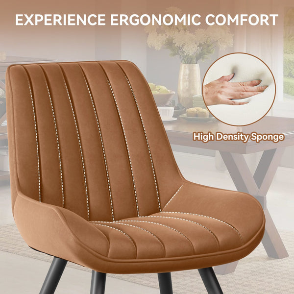 English Elm Modern Dining Chairs Set Of 2 - Plush Upholstered Fabric Seating With Metal Legs For Stylish Comfort T3950P394356