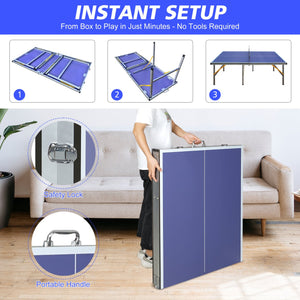 English Elm 5ft Foldable Ping Pong Table Mdf Surface Steel Legs Solo Practice Indoor Game Room W1408P272363